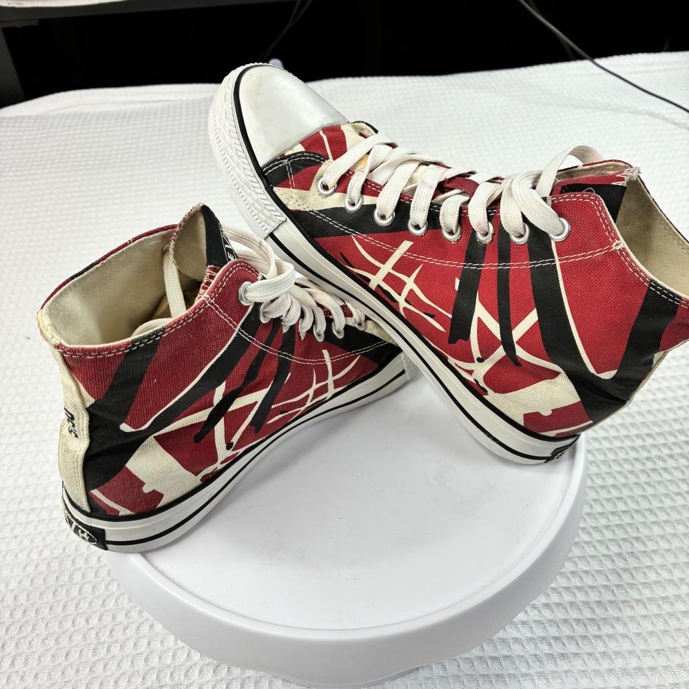EVH 5150 Frankenstein Stripe High Top Sneakers Mens Size 7 Red Black White EV027